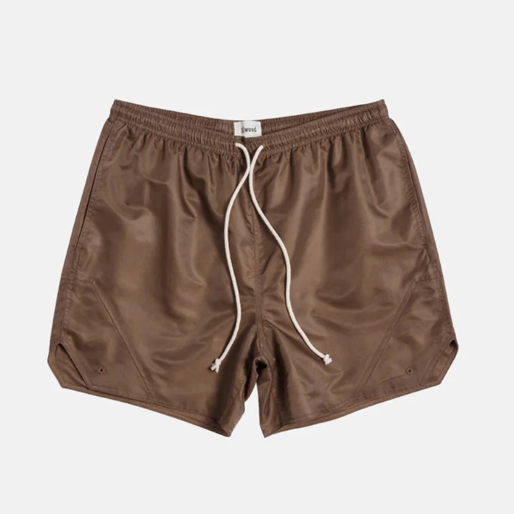 Elwood Clothing Olympic Nylon Shorts Dull Brown Small